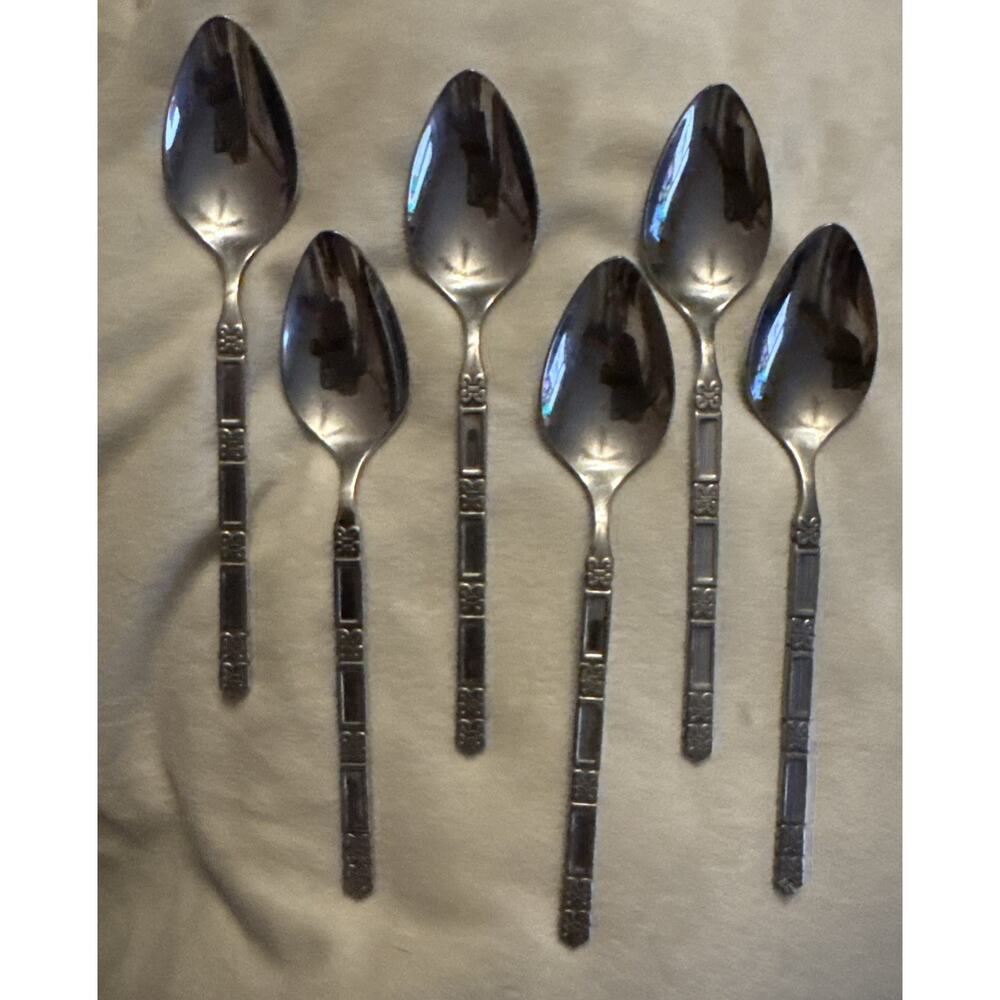Set of 6 Oneida Community Stainless MADRID Teaspoons No Black